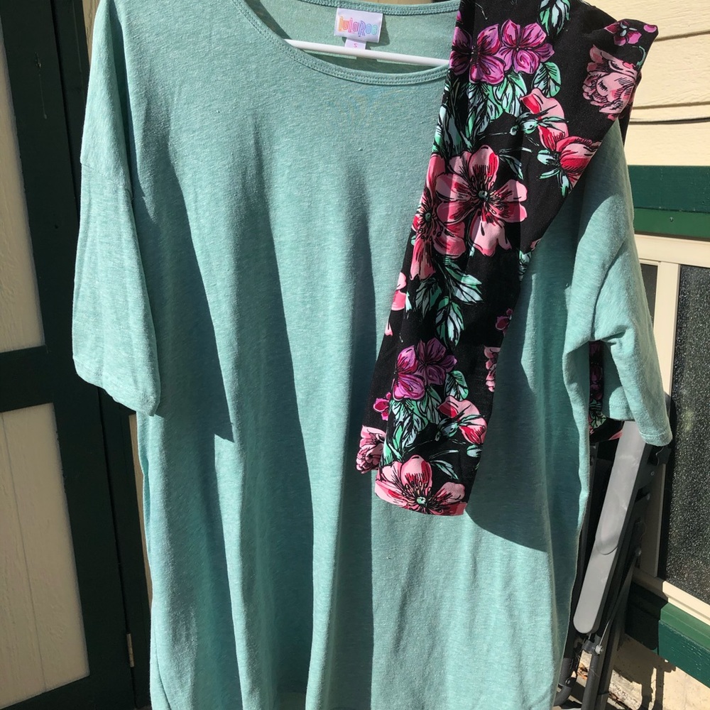OS floral leggings with mint green Small Irma!